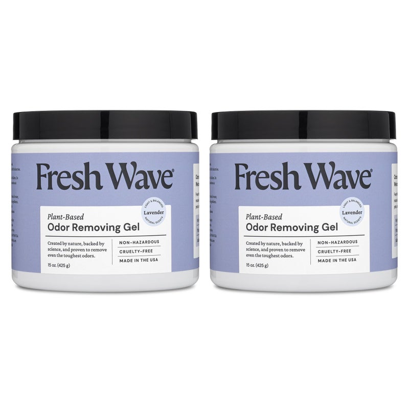 Fresh Wave Lavender Odor Removing Gel 15 oz Pack of 2 Safer Odor Absorbers for Home Natural PlantBased Odor Eliminator Every 15 oz lasts 3060 Days For Cooking Trash Pets